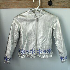 Disney Princess  Frozen Size 9/10 Bomber Style Silver Jewel Accents
